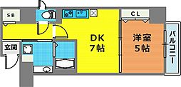 フォレ・リビエール磯辺通 1DKの間取図画像