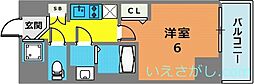 プレサンス三宮エレガンシア 1Kの間取図画像