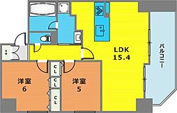 サムティグランツ神戸 2LDKの間取図画像