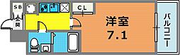 セレニテ三宮 1Kの間取図画像