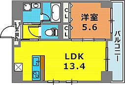 グレンパーク兵庫駅前 1LDKの間取図画像