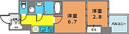 セレニテ神戸ミラク 2Kの間取図画像