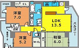 アーバネックス元町通 3LDKの間取図画像