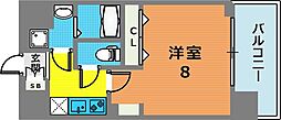 レジデンス三宮ライン 1Kの間取図画像