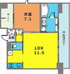 RESIDIA神戸元町 1LDKの間取図画像