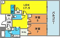 御影タワーレジデンス 2LDKの間取図画像