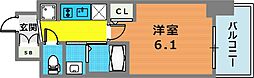 エステムコート三宮EAST4ザ・フロント 1Kの間取図画像