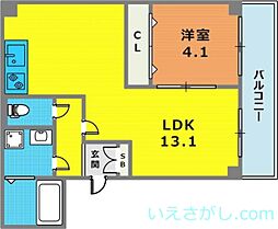 アヴァンティ三宮 1LDKの間取図画像