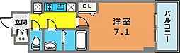 プレサンス三宮ポルト 1Kの間取図画像