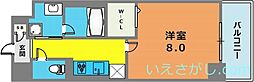 レユシール塚本 1Kの間取図画像