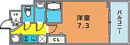 プレサンスTHE神戸 1Kの間取図画像