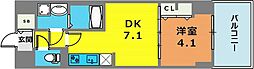 プレサンス神戸セレスティア 1DKの間取図画像