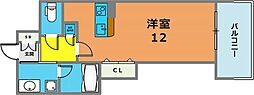 プレジール三ノ宮3 ワンルームの間取図画像