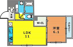 グランクレール兵庫町 1LDKの間取図画像