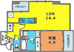 アーバネックス神戸水木通 1LDKの間取図画像