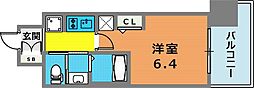 エステムコート神戸ハーバーランド前7レーベル 1Kの間取図画像
