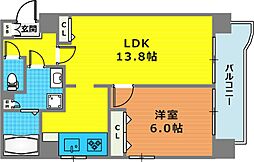 PARCIO三宮フラワーロード 1LDKの間取図画像