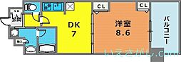 KAISEI新神戸 1DKの間取図画像