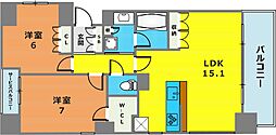 ワコーレ神戸みなと元町 2LDKの間取図画像