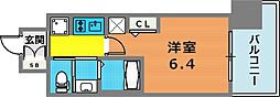 エステムコート神戸ハーバーランド前7レーベル 1Kの間取図画像