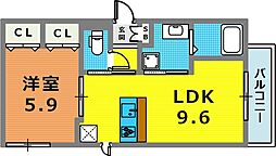 セジュール下山手通 1LDKの間取図画像