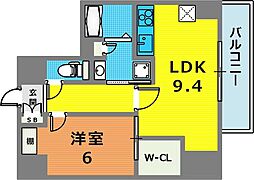 シー・クリサンス神戸 1LDKの間取図画像