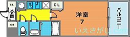 プレサンス三宮東フィール 1Kの間取図画像
