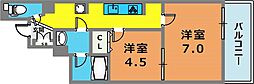 クオーレ三宮弐番館 2Kの間取図画像