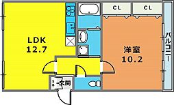 灘ハイツ 1LDKの間取図画像
