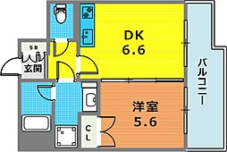 メゾンフローラ 1DKの間取図画像