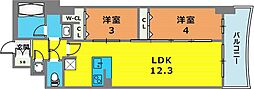 セレニテ神戸ミラク 2LDKの間取図画像