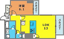 プレサンスKOBEグレンツ 1LDKの間取図画像