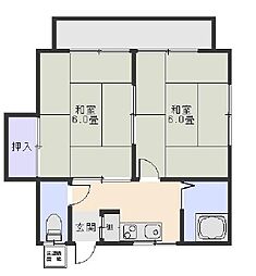 第二鈴木荘 2Kの間取図画像
