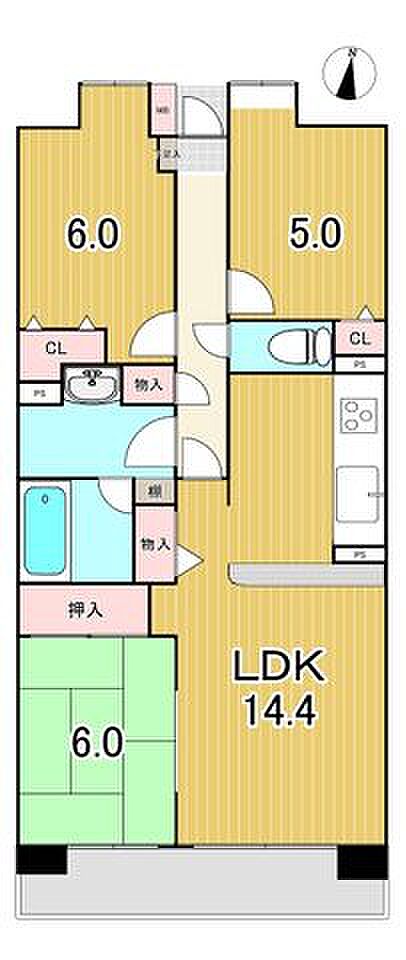 ベルドゥムール柏湯元温泉(2SLDK) 8階の間取り