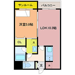 ヴィーア・ラッテア2 1LDKの間取図画像