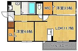 ストレイト葛葉 3階2LDKの間取り