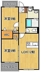 エルティアラ上富野 2LDKの間取図画像