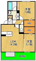 Nest Piece 原町 2LDKの間取図画像