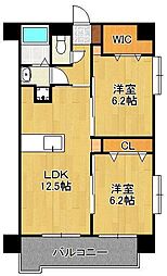 ザ・レジデンス香春口三萩野駅前 2LDKの間取図画像