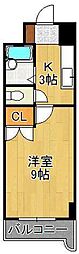 ウィンズ浅香 1Kの間取図画像