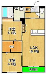 メゾンルボア大里 2LDKの間取図画像