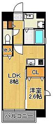 ユーズレジデンス門司港オーシャンテラス 1LDKの間取図画像