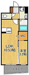 オーヴィジョンクラス浅香通り 1LDKの間取図画像