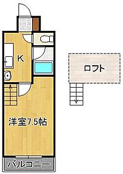 ヒロビル 1Kの間取図画像