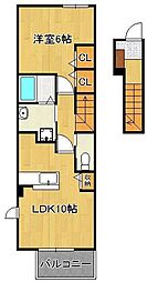 アライブマツバラ2 1LDKの間取図画像