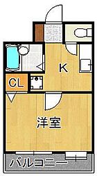 ラガール門司 1Kの間取図画像