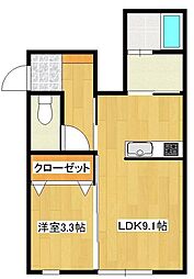 エルメゾン・砂津 1LDKの間取図画像