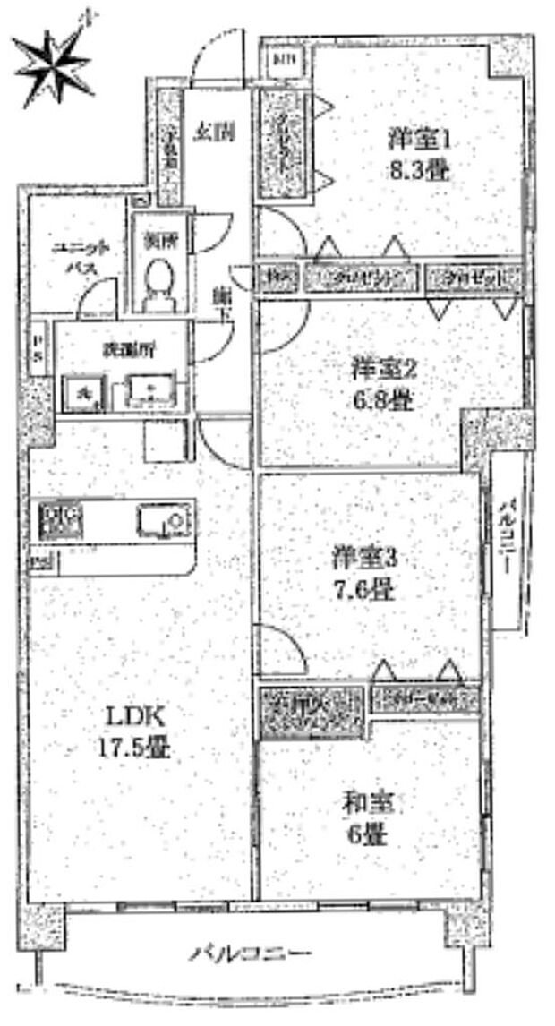 ヴェルビュ高宮(4LDK) 4階/402の間取り