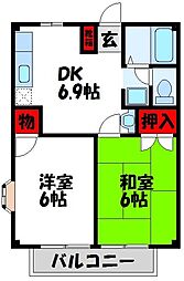 ファミールA 2DKの間取図画像