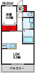 ラポール 1LDKの間取図画像